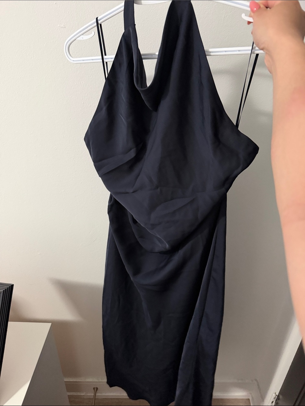 Babaton Black Draped Cowl Slip Dress